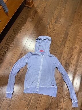 Light Lavender Zip Hoodie with Hooded Collar